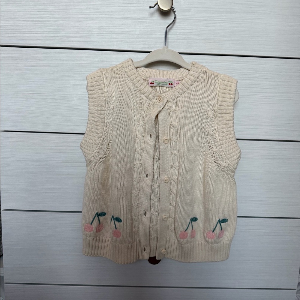 Bonpoint Ivory Cable Knit Vest
